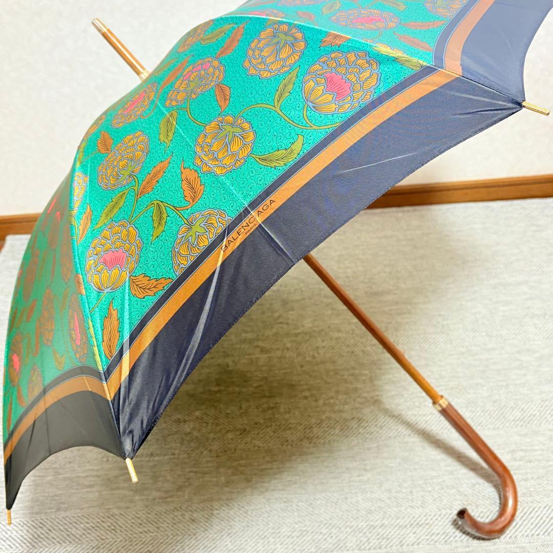 美品タグ付き　BALENCIAGA バレンシアガ　晴雨兼用長傘　木製アンブレラ