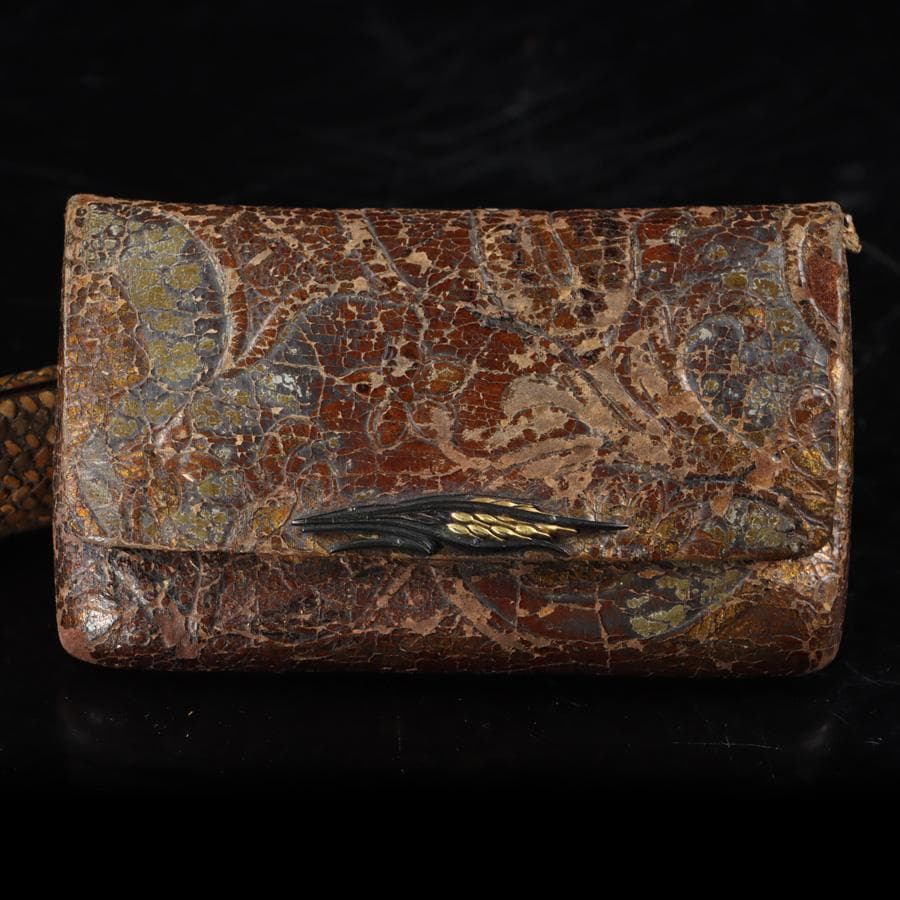 専用Y2978-1 竹編金銀象嵌金具蒔絵 煙管入れ 煙草入れ 〇吉銘　　　よ