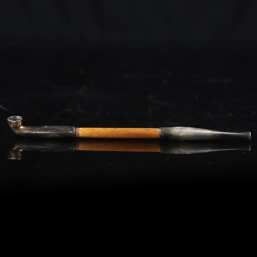 専用Y2978-1 竹編金銀象嵌金具蒔絵 煙管入れ 煙草入れ 〇吉銘　　　よ