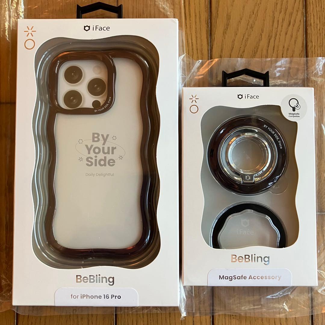 ブラックiPhone16pro・リングセットiface BeBling