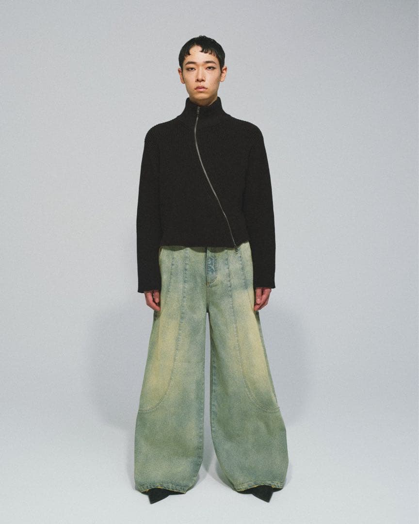 goat essence ドライバーズニット　ダブルシップ　変形ニット　黒