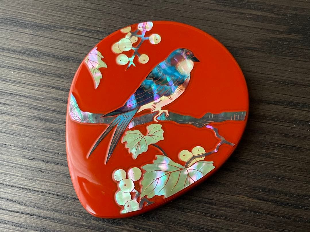 高岡漆器　螺鈿　手鏡