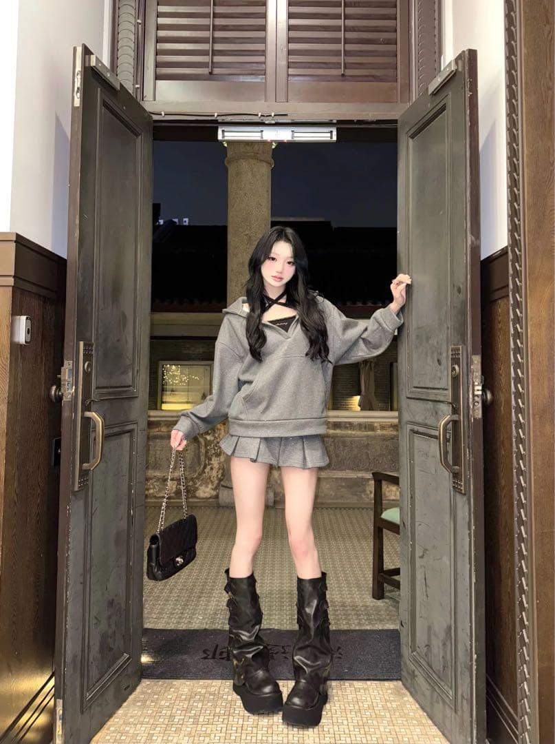 【ANDWANG】 Kirakira box pleats mini skirt