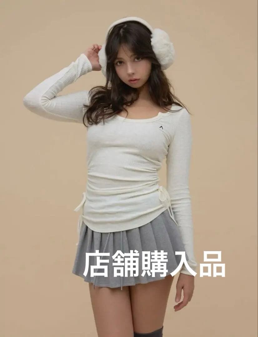 トップス Lala shirring ribbon tops