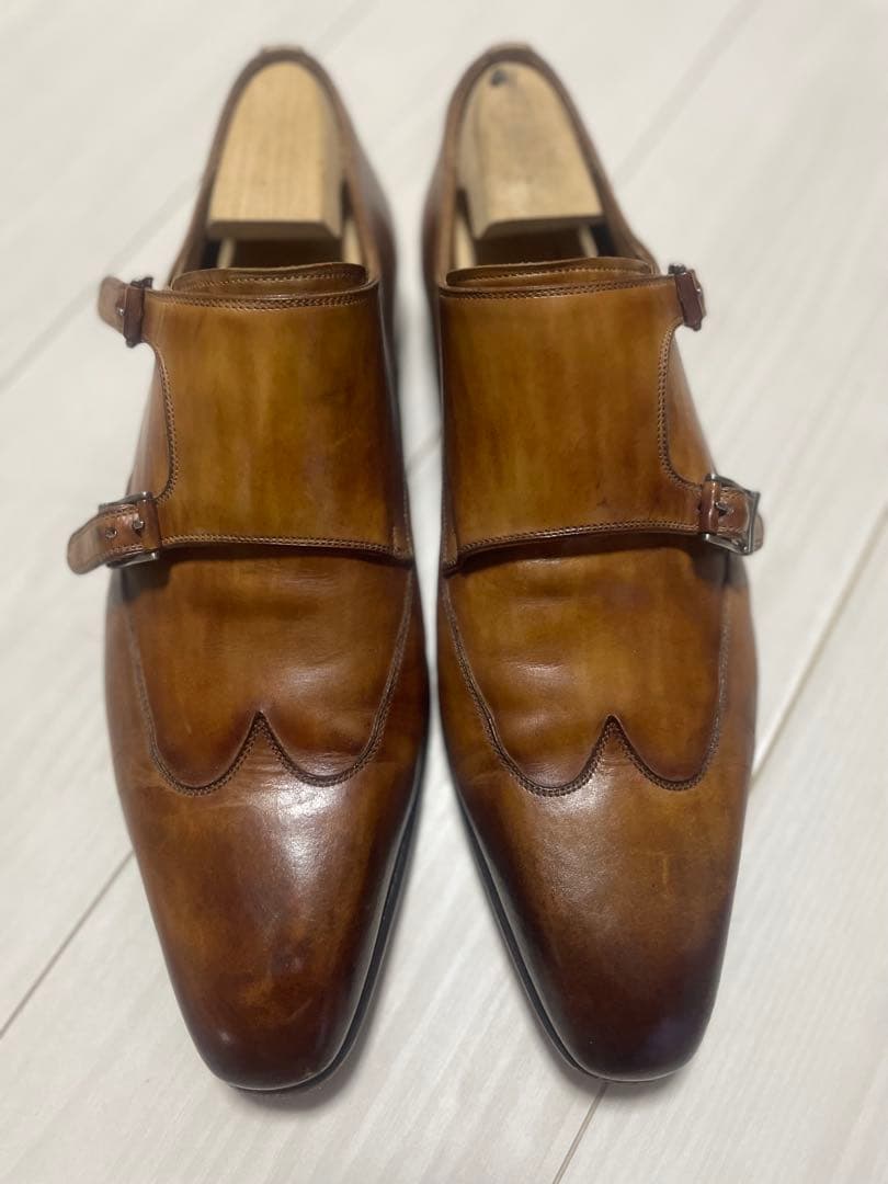 美品マグナーニブラウンレザー ダブルモンク