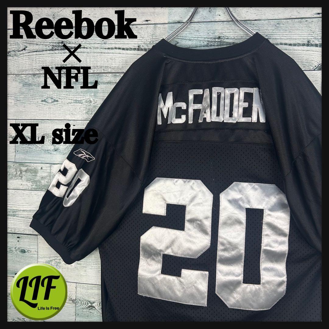 リーボック NFL 全刺繍 レイダース アメフトゲームシャツ XL 5530