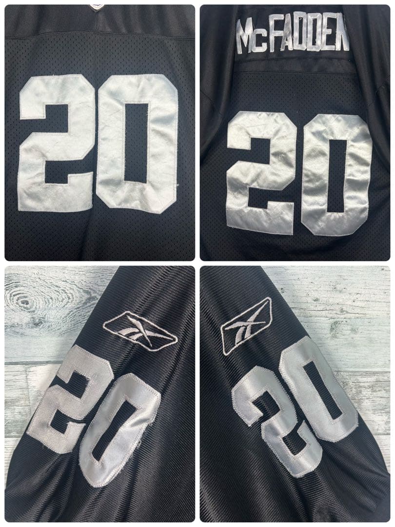 リーボック NFL 全刺繍 レイダース アメフトゲームシャツ XL 5530