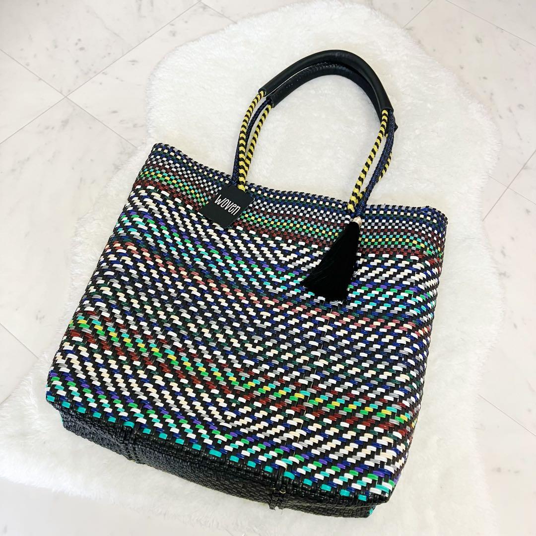 ウーヴン　メキシコ製 トールサイズ バスケットバッグ メルカドバッグ かごバッグ