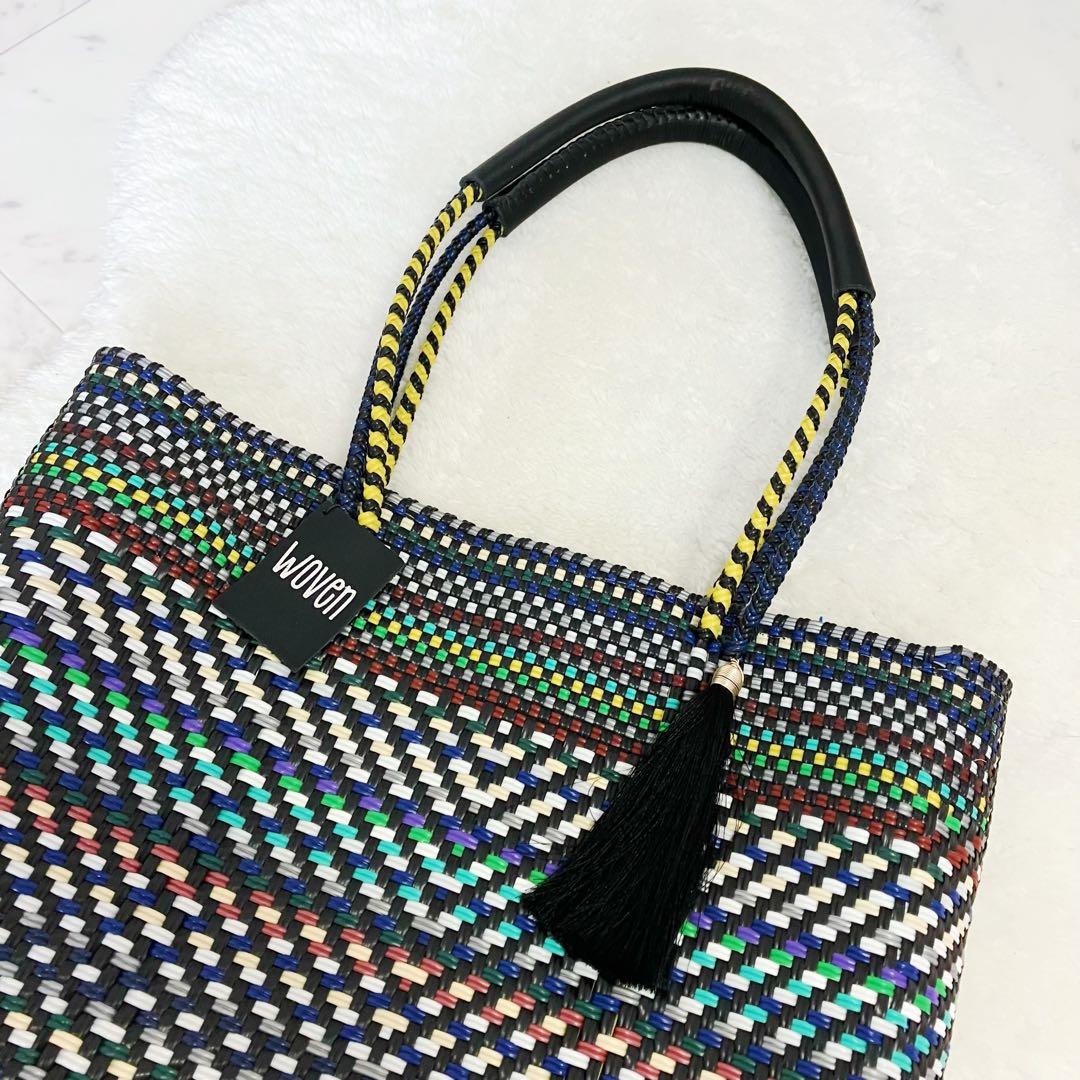 ウーヴン　メキシコ製 トールサイズ バスケットバッグ メルカドバッグ かごバッグ