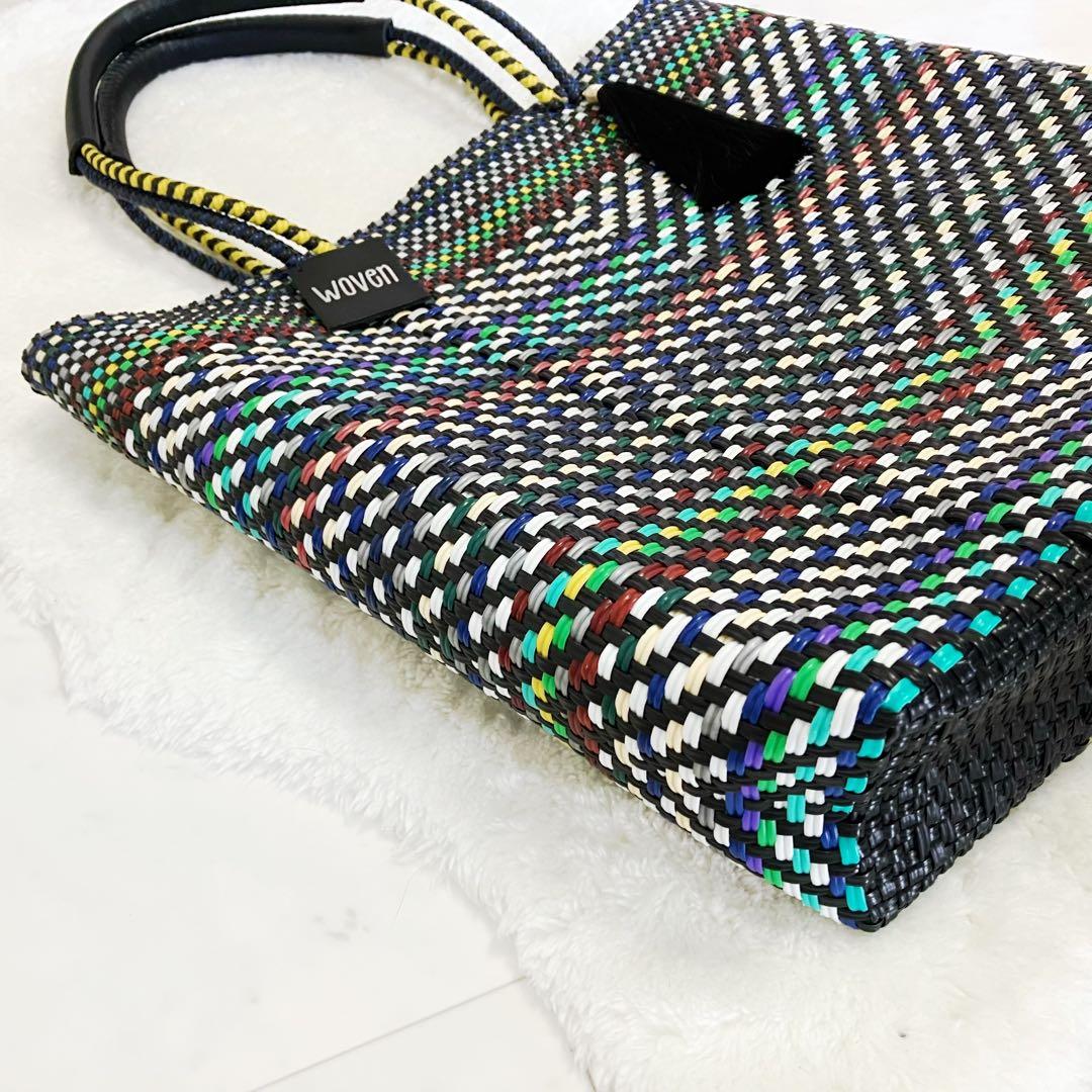 ウーヴン　メキシコ製 トールサイズ バスケットバッグ メルカドバッグ かごバッグ