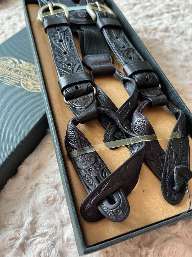 RRL ダブルアールエル カービング レザー サスペンダー新品タグ付き