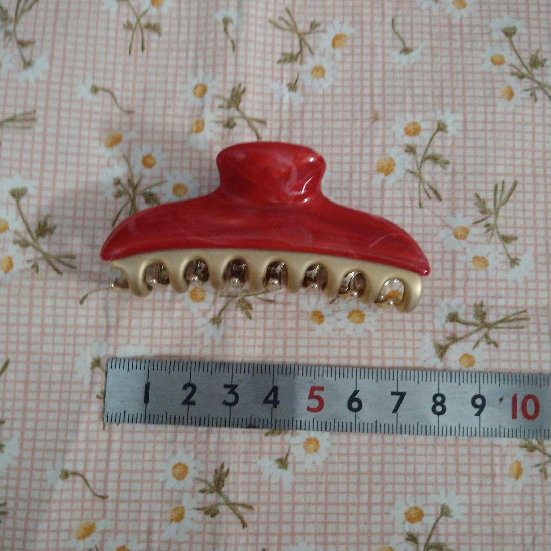 アッカ☆青と赤のマーブルヘアクリップ☆ダブルフェイス☆ミデイアムサイズ