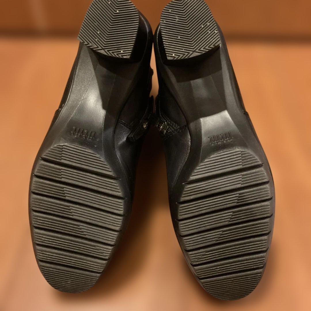 【美品】フレックスヒールサイドゴアブーツ 黒 レザー