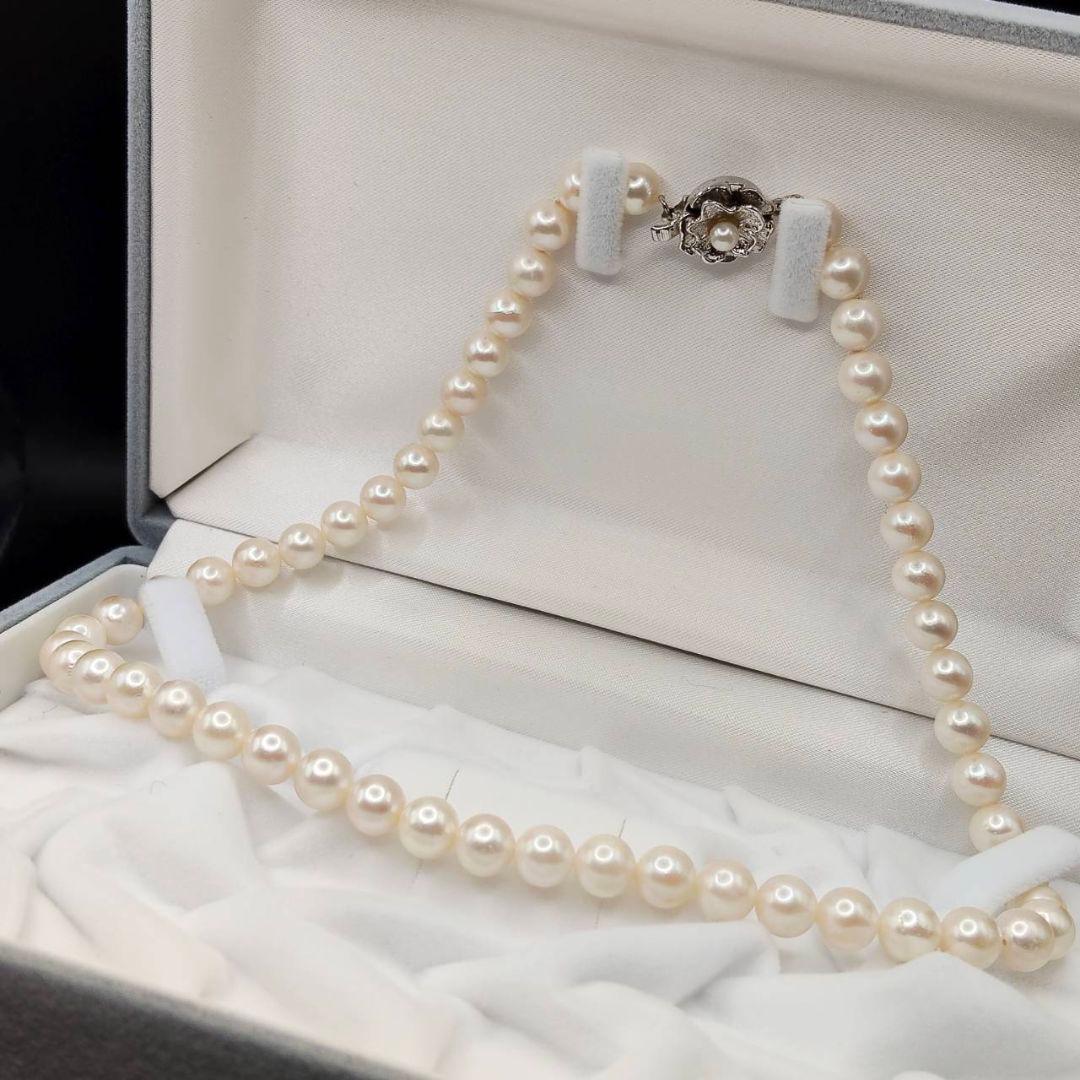 あこや パールネックレス 本真珠 7～8mm珠 シルバー刻印 極美品