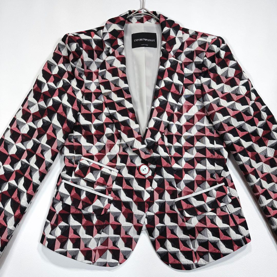 【美品】エンポリオアルマーニ マドラス柄 テーラードジャケット 42