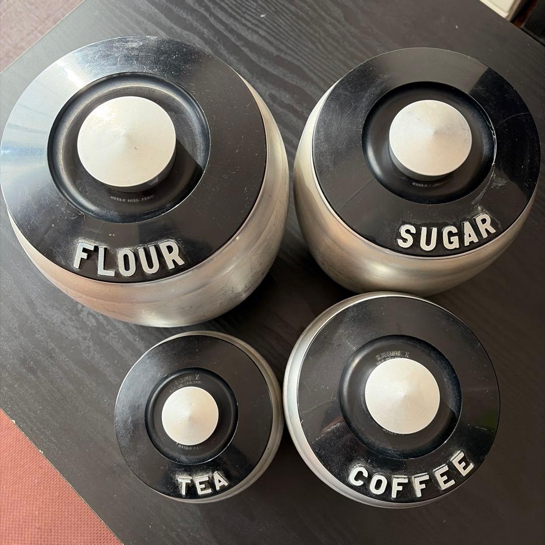 キャニスター4種類レトロ調味料容器セット