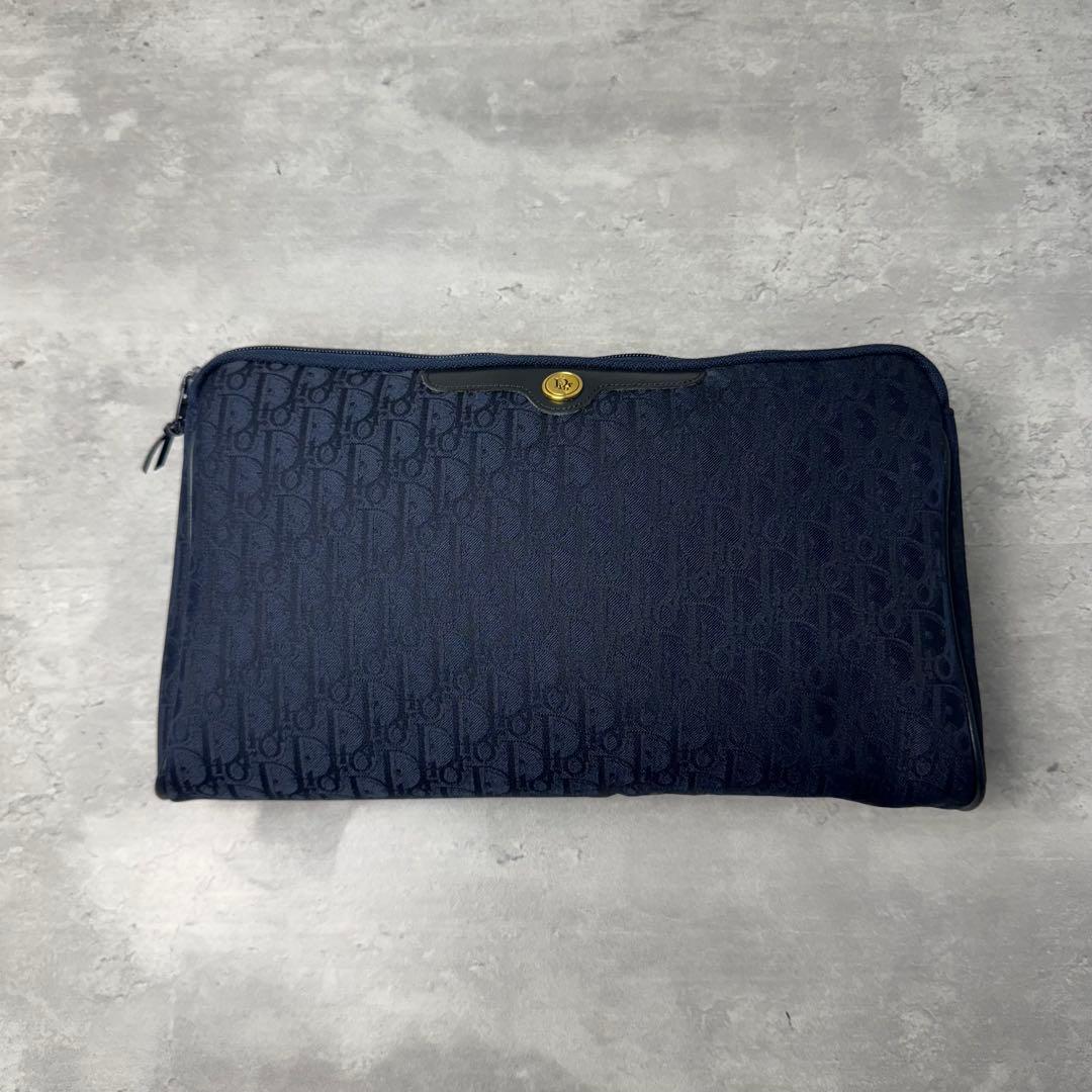極美品 Christian Dior トロッター柄 セカンドバッグ ネイビー 紺