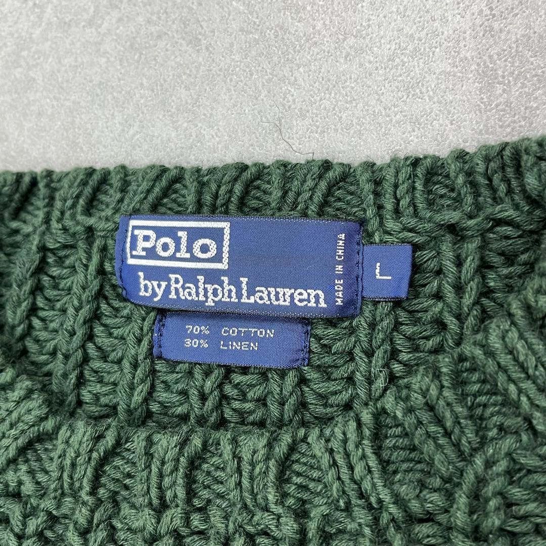 90s Polo Ralph Lauren コットンニットセーター リネン混 L