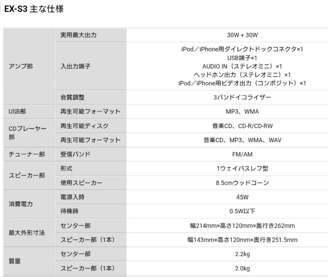 ◆◆JVC・Victor　CA-EXS3-Mコンパクトコンポーネントシステム