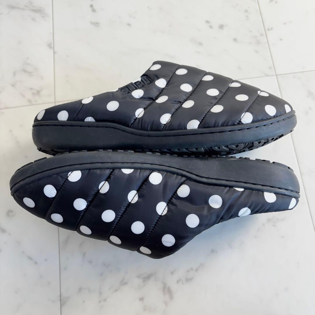 美品✨SUBU スブ ドット柄 スリッパ サンダル 黒×白 収納袋付き