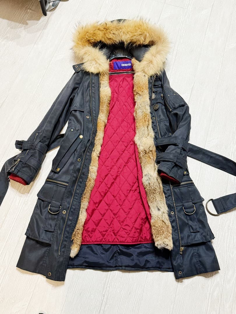 SWORD FISH ２WAY ロングモッズコート　ロングコート　リアルファー