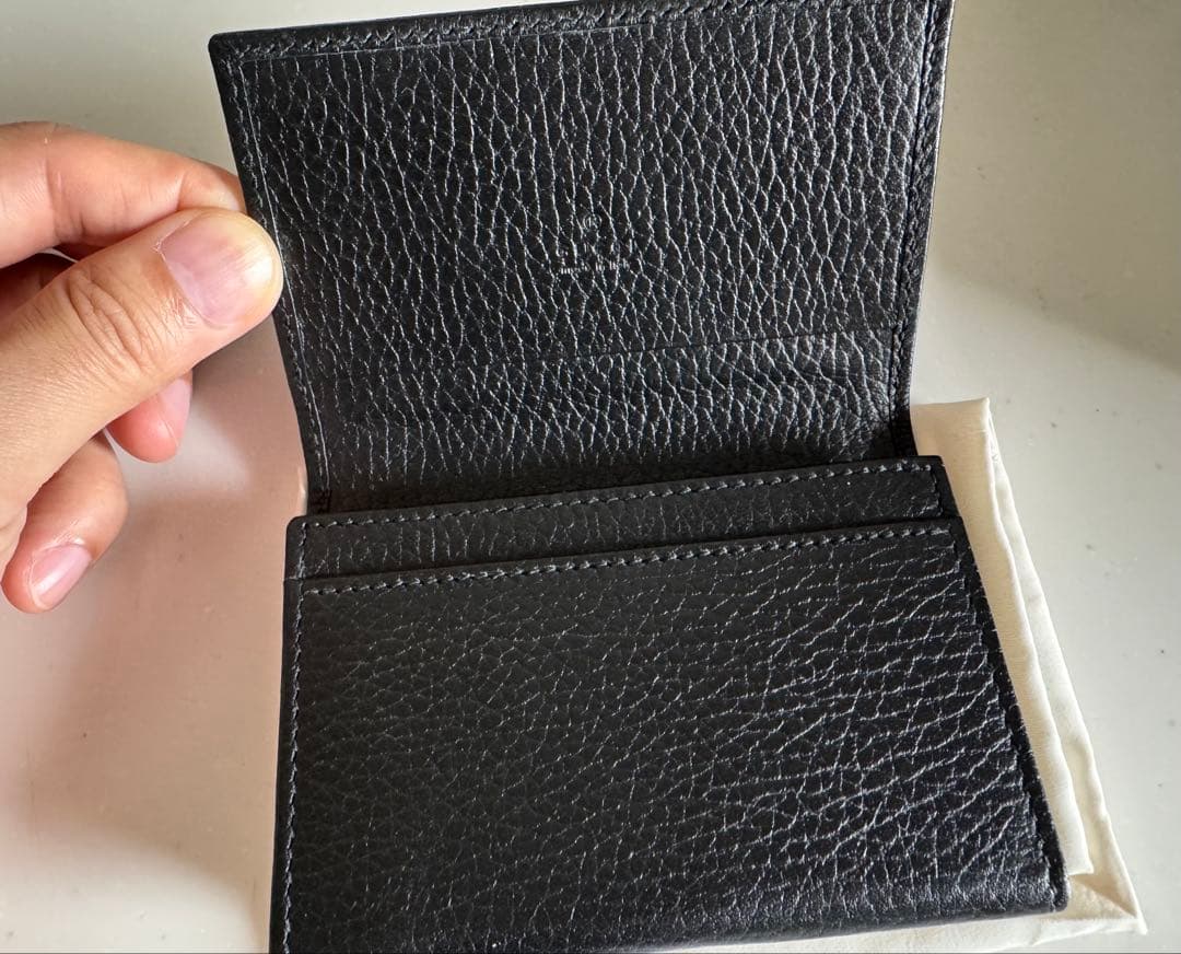 [GUCCI グッチ ダブルGロゴ 二つ折り名刺入れ] 黒 プチマーモント
