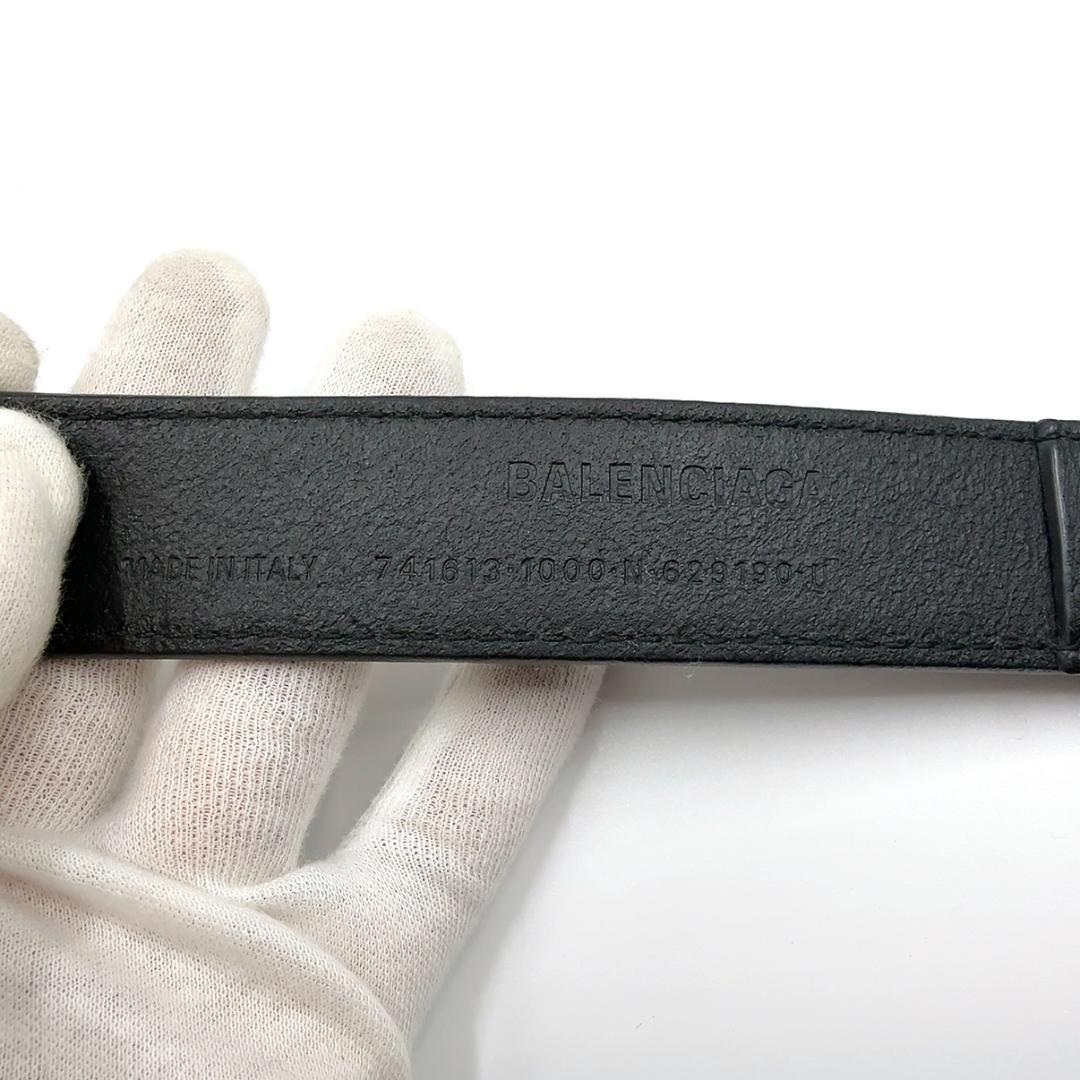 ◇バレンシアガ◇741613/レザー/ベルト/ブラック/シルバー