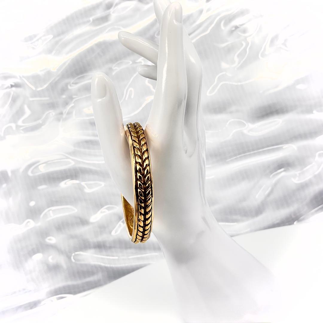 CHANEL シャネル ヴィンテージ バングル ブレスレット ロープ柄 ゴールド