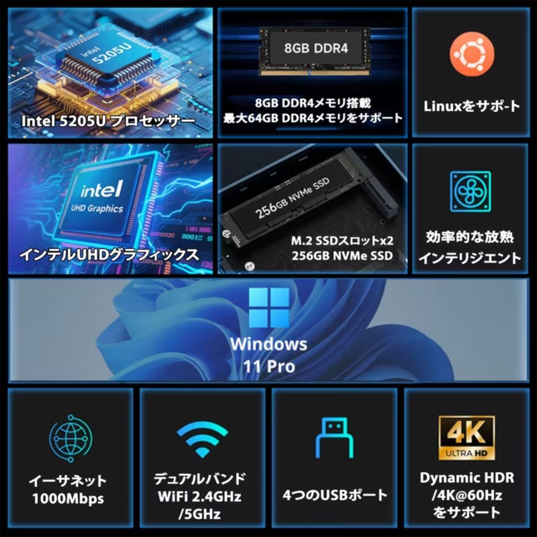 ★新品未開封★ミニPC Win11 Pro 8GB/256GB