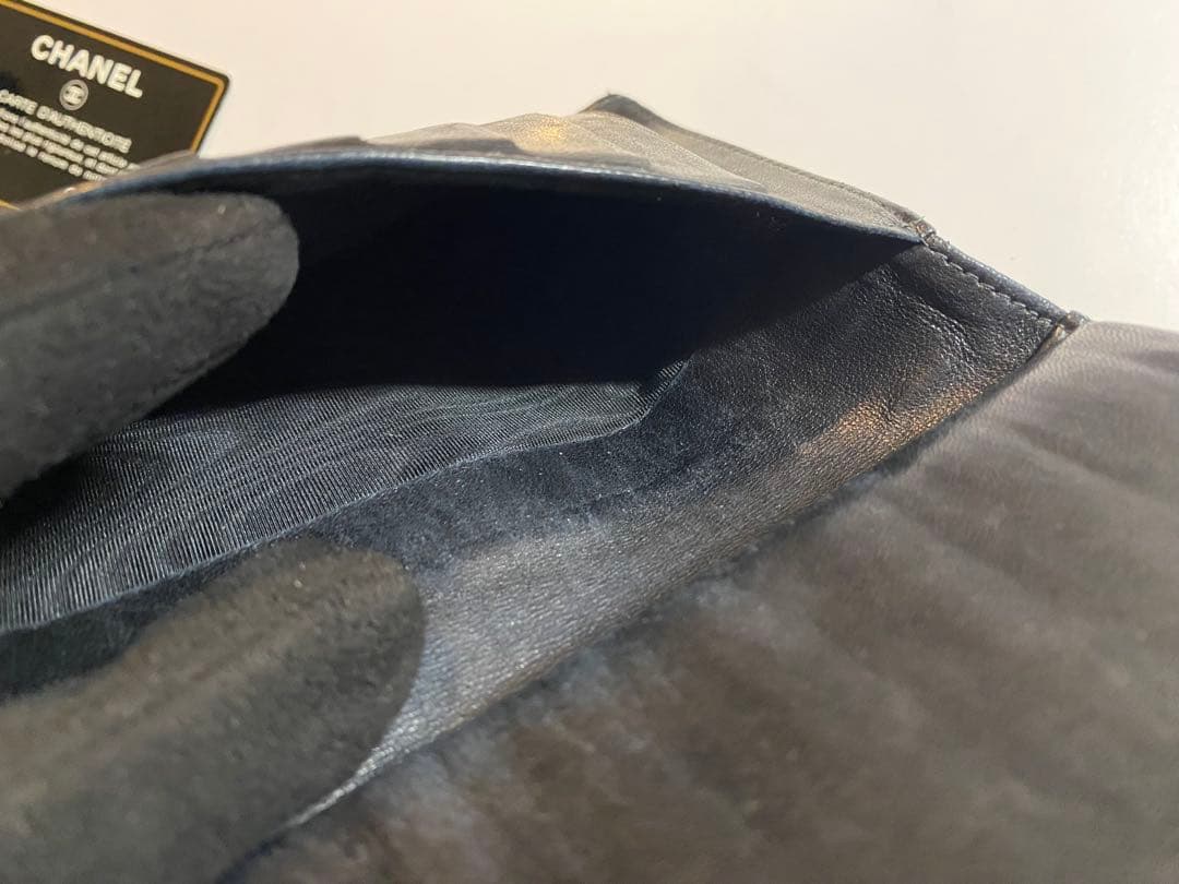 お得！CHANEL キャビアスキン　ガマ口　ブラック 長財布！