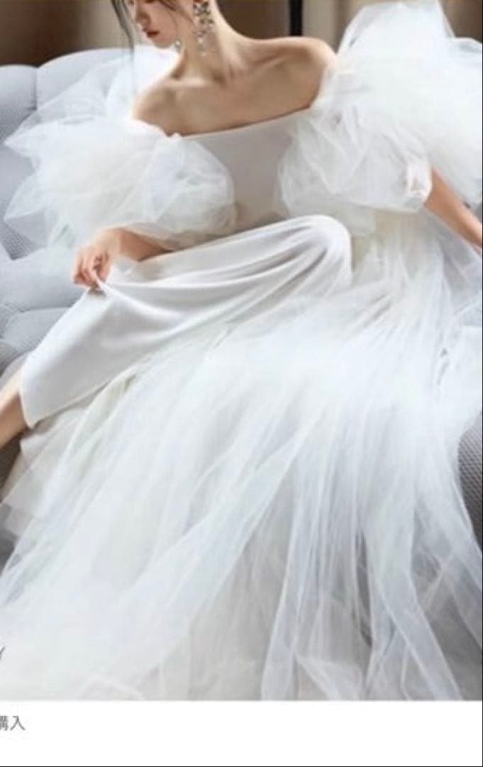 キャミソール サテン チュール 前撮り ウェディングドレス（WD242239）