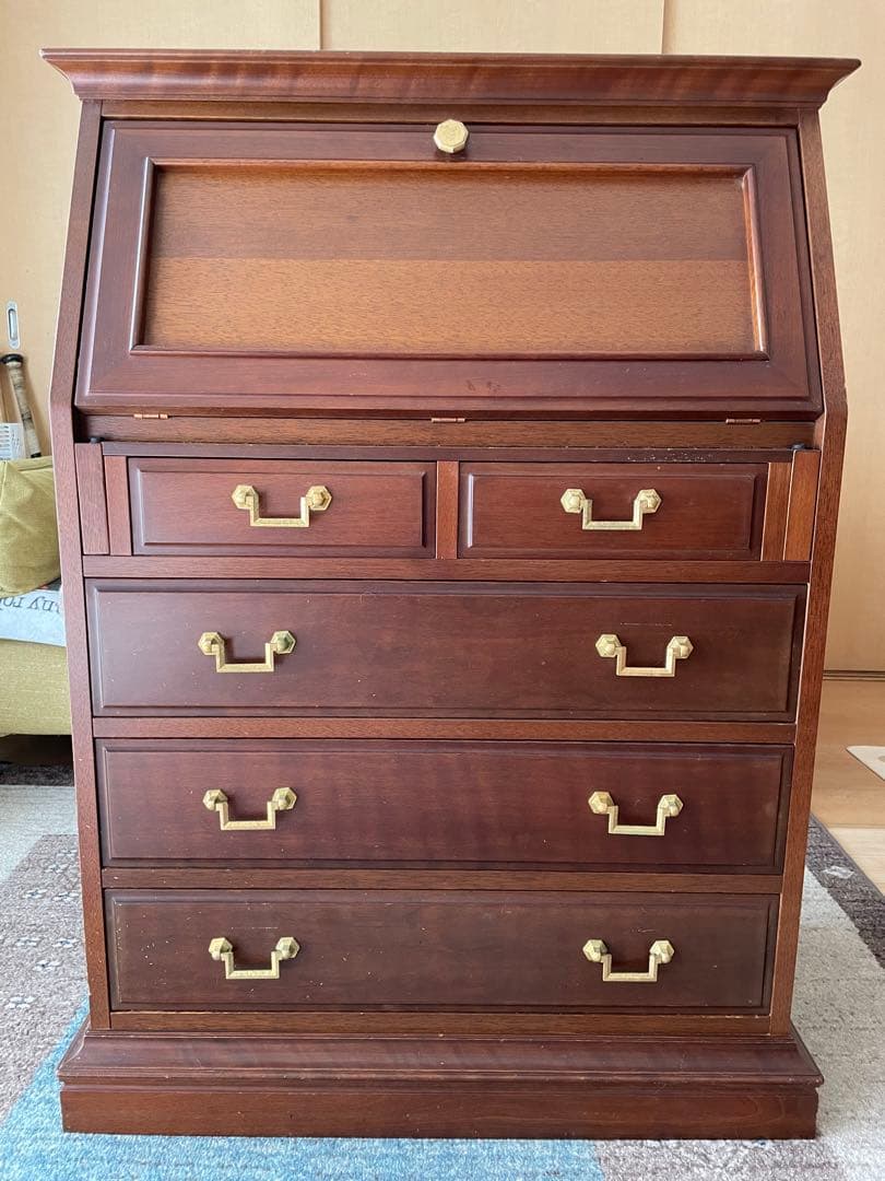 マルニ木工　天然木　机　ライティングビューロー　レトロ　アンティーク