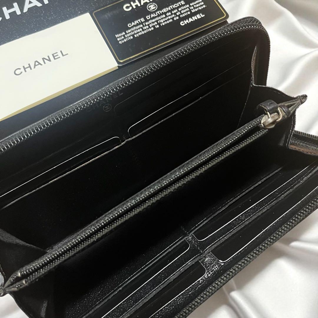 CHANEL シャネル カメリア ラウンドファスナー 長財布 付属品完備