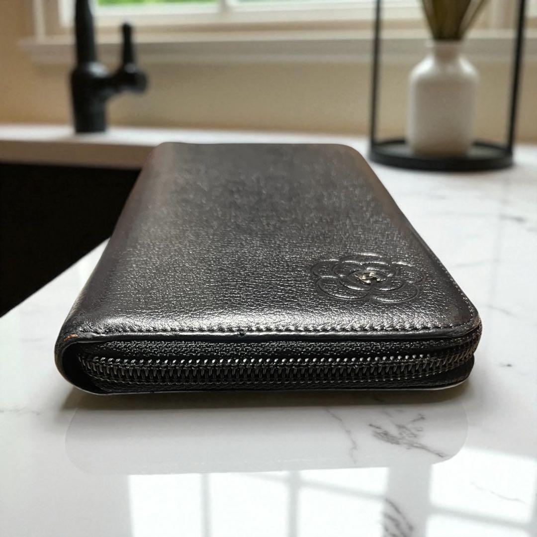 CHANEL シャネル カメリア ラウンドファスナー 長財布 付属品完備