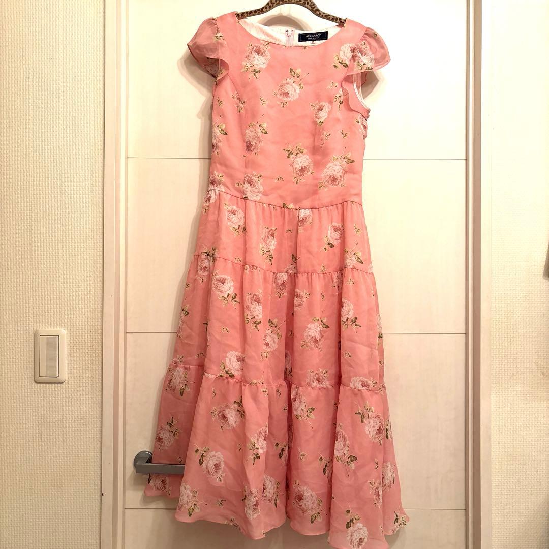 M's グレィシー　薔薇柄ロングワンピース