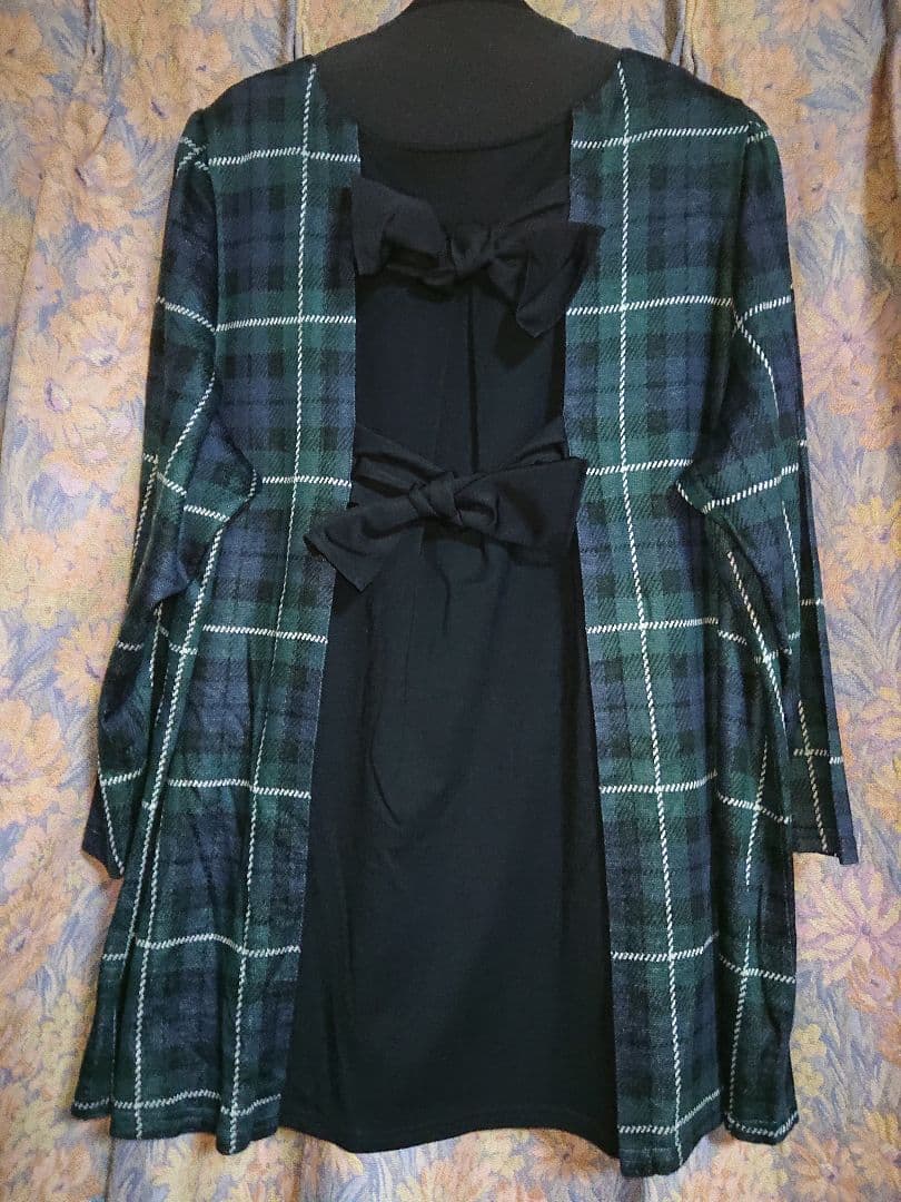 ローズティアラ 46 長袖チュニックチェック柄＋バックリボン