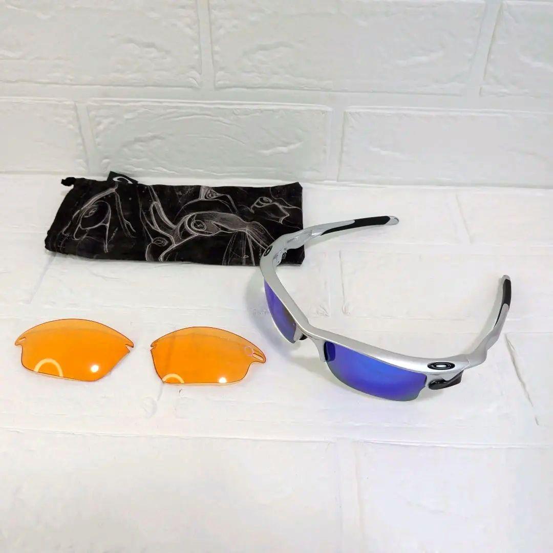 美品✨️　OAKLEY　サングラス　FAST JACKET シルバー　交換レンズ