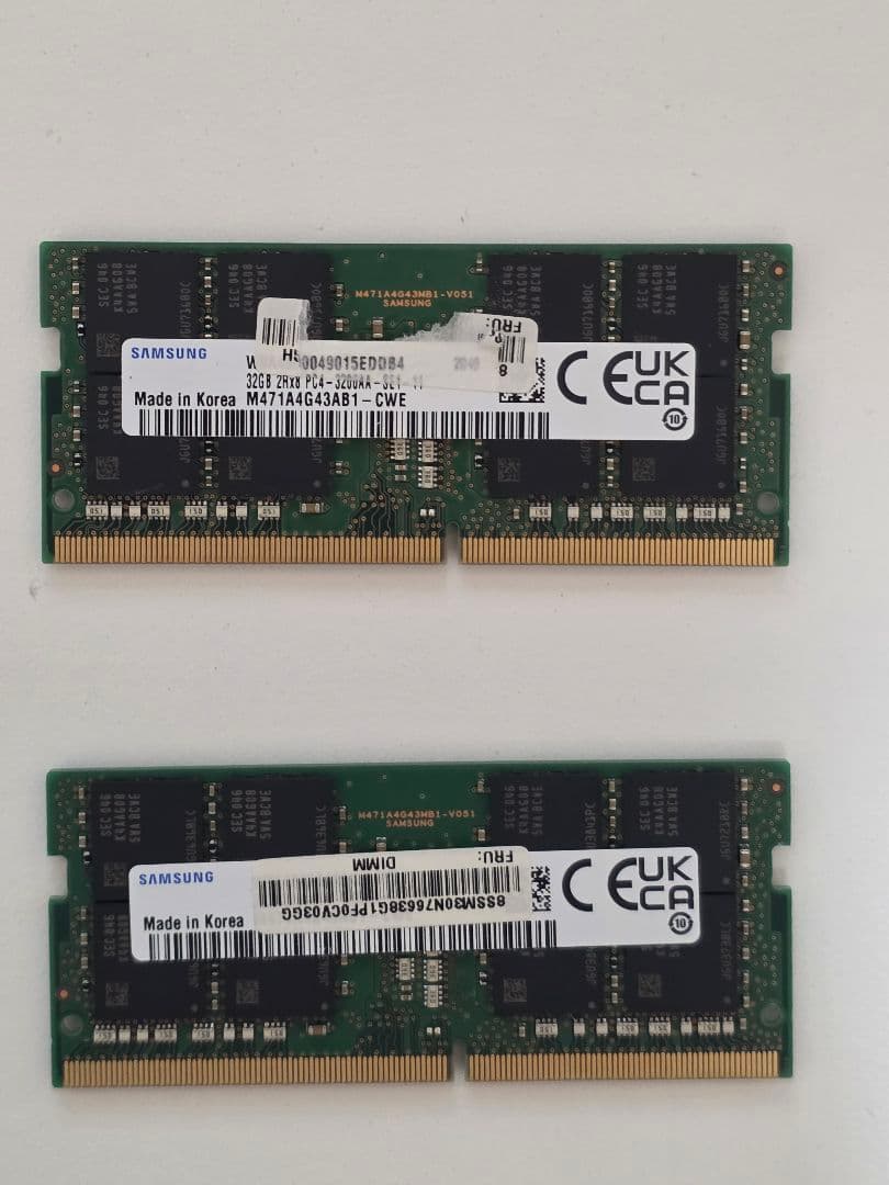 Samsung 32G×2枚 計64G DDR4 3200MHz SODIMM