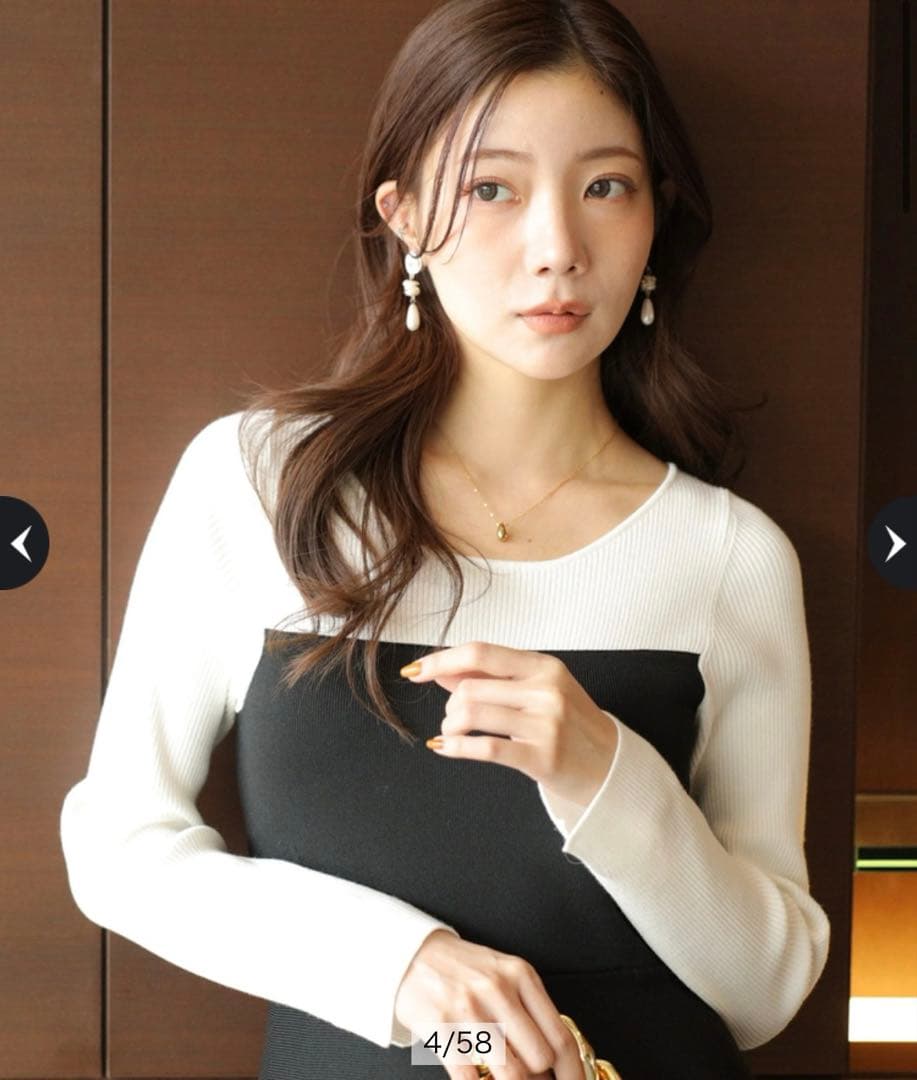 アプワイザーリッシェ　袖レースビスチェ切替ワンピース　特殊黒　M