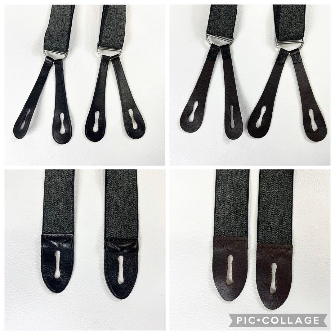 【現行✨】RRL ダブルアールエル サスペンダー ボタン式 レザー シルバー金具