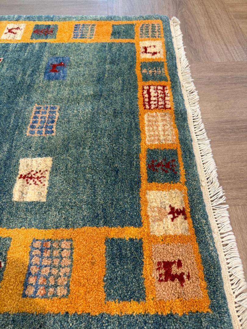 ギャッベ 152x102cm ペルシャ絨毯 手織り ギャベ 玄関マットラグ 絨毯