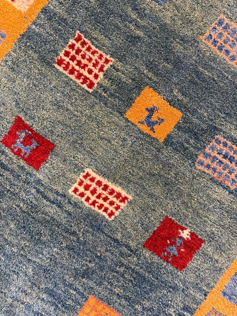 ギャッベ 152x102cm ペルシャ絨毯 手織り ギャベ 玄関マットラグ 絨毯