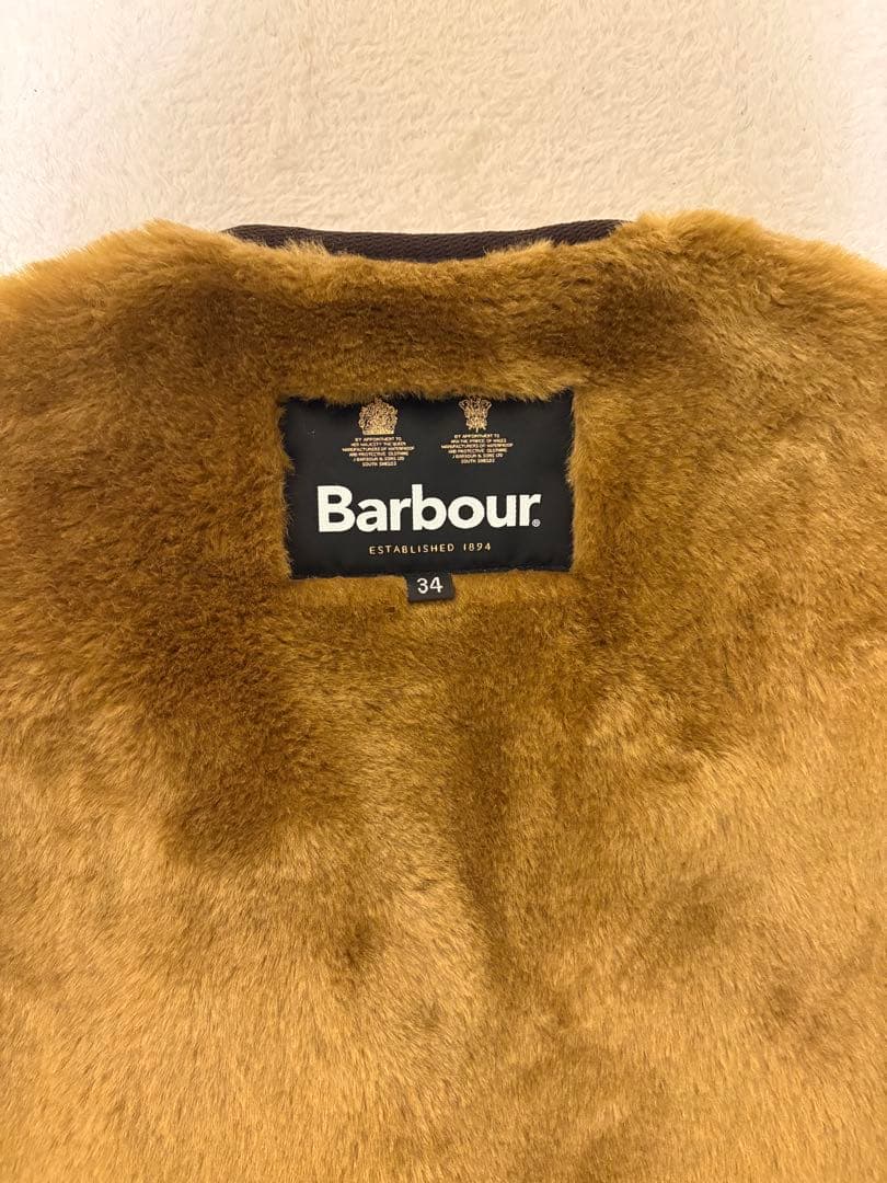 【1/10まで】Barbour ファー ベスト 34サイズ（ブラウン）