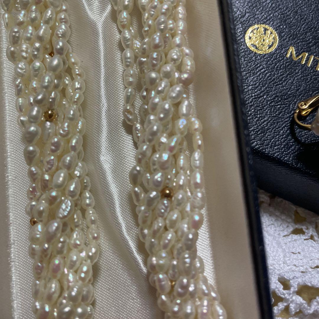 淡水パール10連ネックレス＆イヤリング