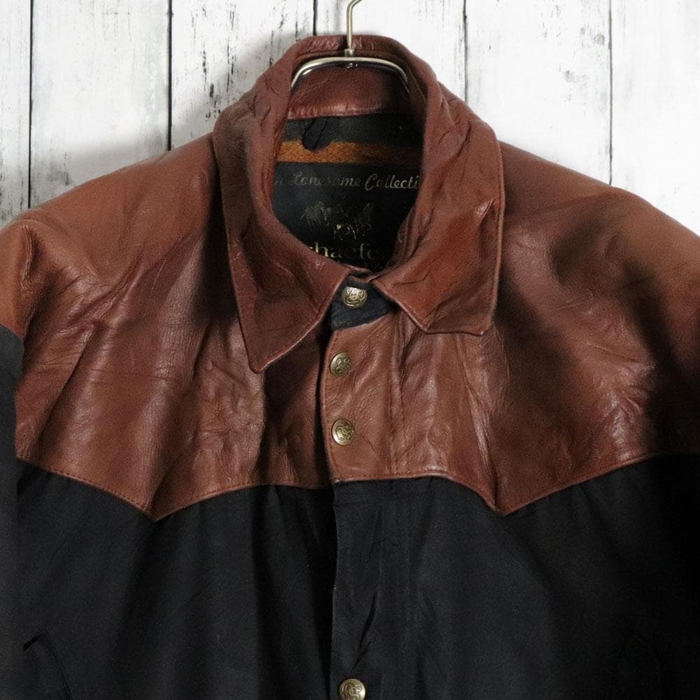 USA製 Schaefer 本革切替 オイルドコットン ウエスタンコート