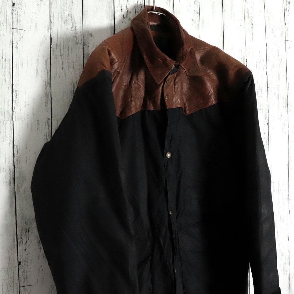 USA製 Schaefer 本革切替 オイルドコットン ウエスタンコート