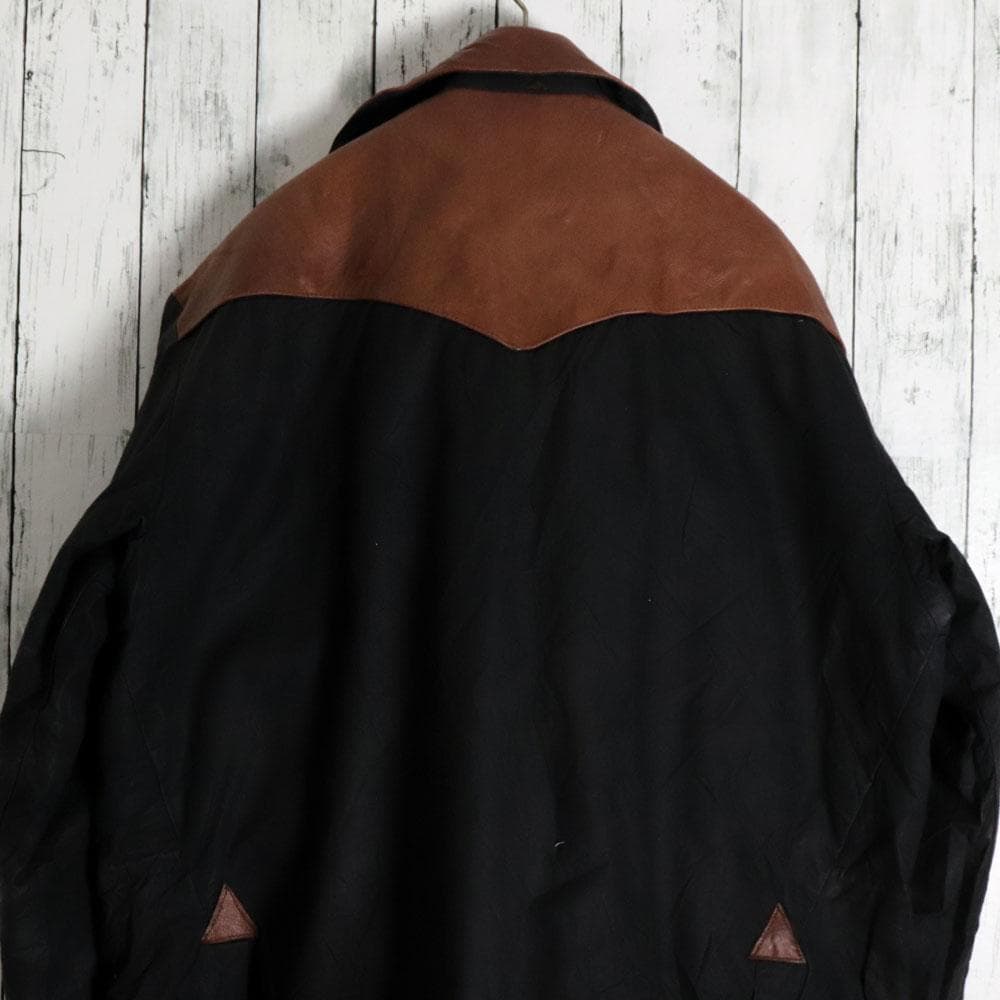 USA製 Schaefer 本革切替 オイルドコットン ウエスタンコート