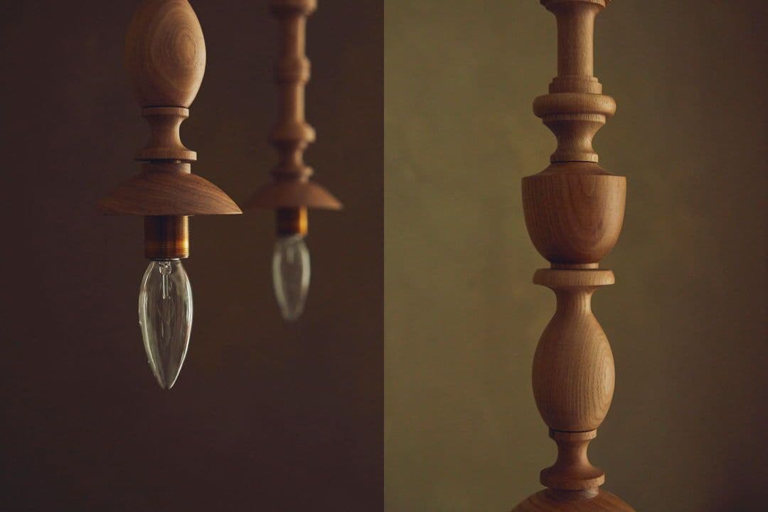 ★美品★オルネドフォイユ 木製ペンダントライト 1個（白コード）