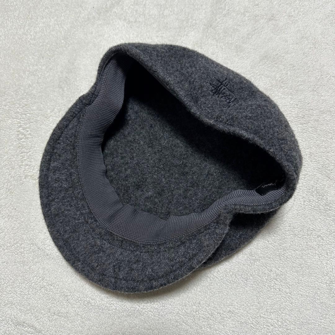 old stussy ウール ハンチング 刺繍ロゴ グレー