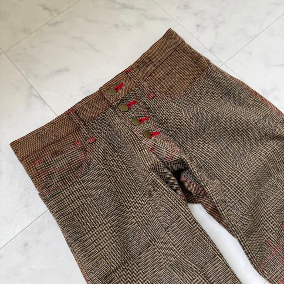 Christopher Nemeth 立体裁断　チェックパンツ ブラウン S
